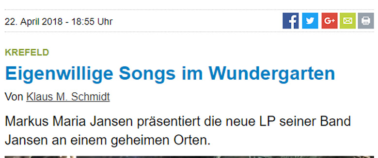 Review Eigenwillige Songs Im Wundergarten JANSEN